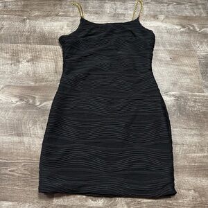 SHEIN Black Mini Dress Gold Straps Size Medium